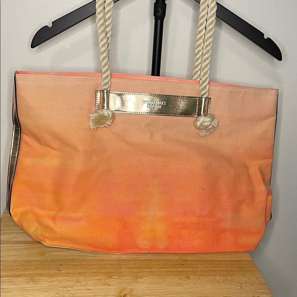 Victoria's Secret Peach and Gold Tote